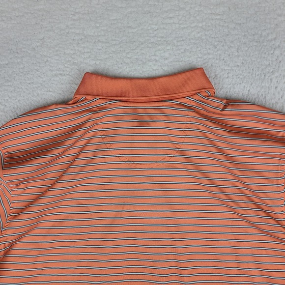 F G Tech Polo Shirt Mens XL Orange White Striped Performance Fairway‎ Greene - Picture 8 of 11